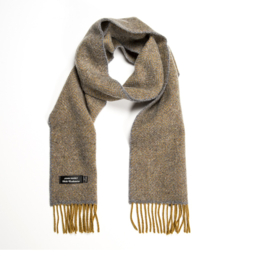 2432 John Hanly Merino/Cashmere sjaal Visgraat Grijs/Mosterd