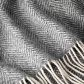 Merino/Cashmere Muisgrijze visgraat plaid