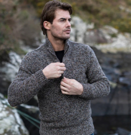 Trui met rits gemêleerd, kleur: Beaver