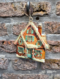 Metaal Gingerbread huis met blauwe deur