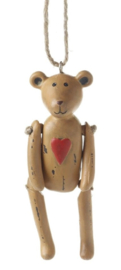 Teddybeer met beweegbare armpjes en beentjes met hartje