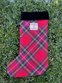 Harris Tweed® Kerstsok Royal Stewart diagonale ruit met zwarte rand