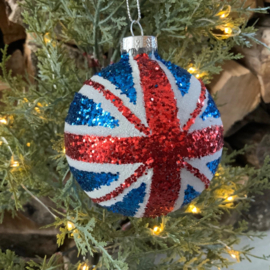 Glitter Union Flag kerstbal