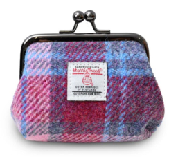 Harris Tweed portemonnee Roze/Lichtblauwe ruit