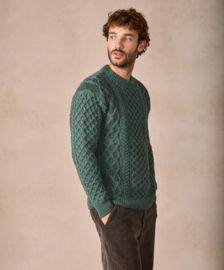 A653 Herentrui ronde hals Honeycomb Stitch Fern Marl