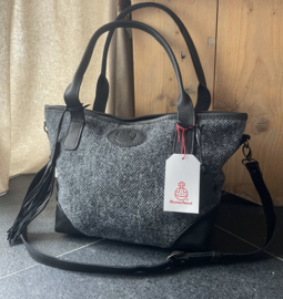 Thistlebag  "Grace" in Zwarte Visgraat stof van Harris Tweed