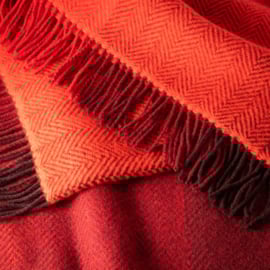 Merino/Cashmere Visgraat Roodtinten plaid