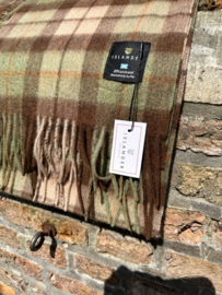 Lamswollen sjaal Hazelnoot/Groene ruit