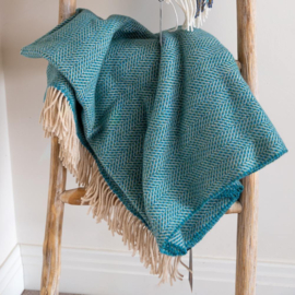 Merino/Cashmere Aqua visgraat plaid