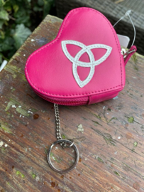 Roze kalfslederen portemonnee met Triquetra