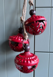 Rode Kerstbel set van 3