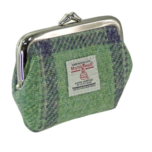 GA Harris Tweed portemonnee / Faded green Stewart