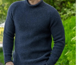 FM113A Seed Stitch sweater Dark Indigo