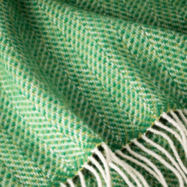 Merino/Cashmere groene visgraat plaid