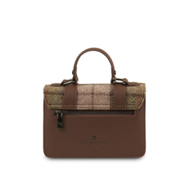 Lederen Mini satchel Kastanjebruine ruit