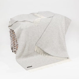 Oversized Merino/Cashmere Zilvergrijze visgraat plaid