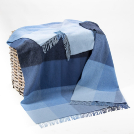 Merino/Cashmere Visgraat blauwtinten plaid