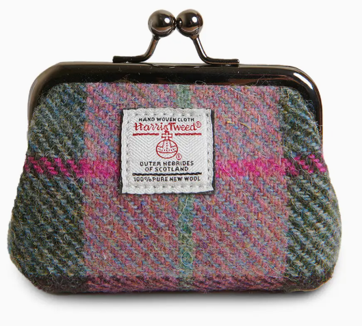 Harris Tweed portemonnee Paars/Roze tartan