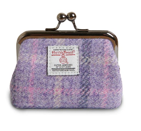 Harris Tweed portemonnee Paars/Roze ruit