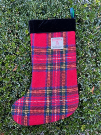 Harris Tweed® Kerstsok Royal Stewart rechte ruit met zwarte rand