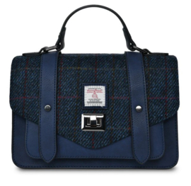The Medium Satchel Navy Over-Check tartan