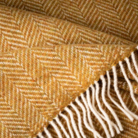 Merino/Cashmere mosterd visgraat plaid