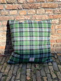Harris Tweed Groen Lichtblauw en oranje geruit