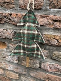 Groen geruite stoffen kerstboom met strik