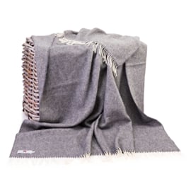 Merino/Cashmere Muisgrijze visgraat plaid