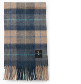 Lamswollen sjaal Navy / Beige ruit