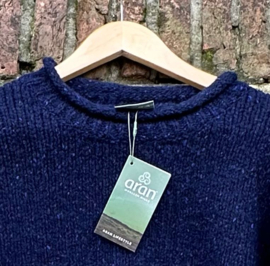 R193  Herentrui met rolrand kraag Navy gemêleerd