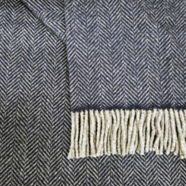 Merino/Cashmere Navy visgraat plaid