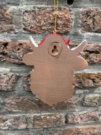 Schotse Hooglander met Kerstmuts en krans