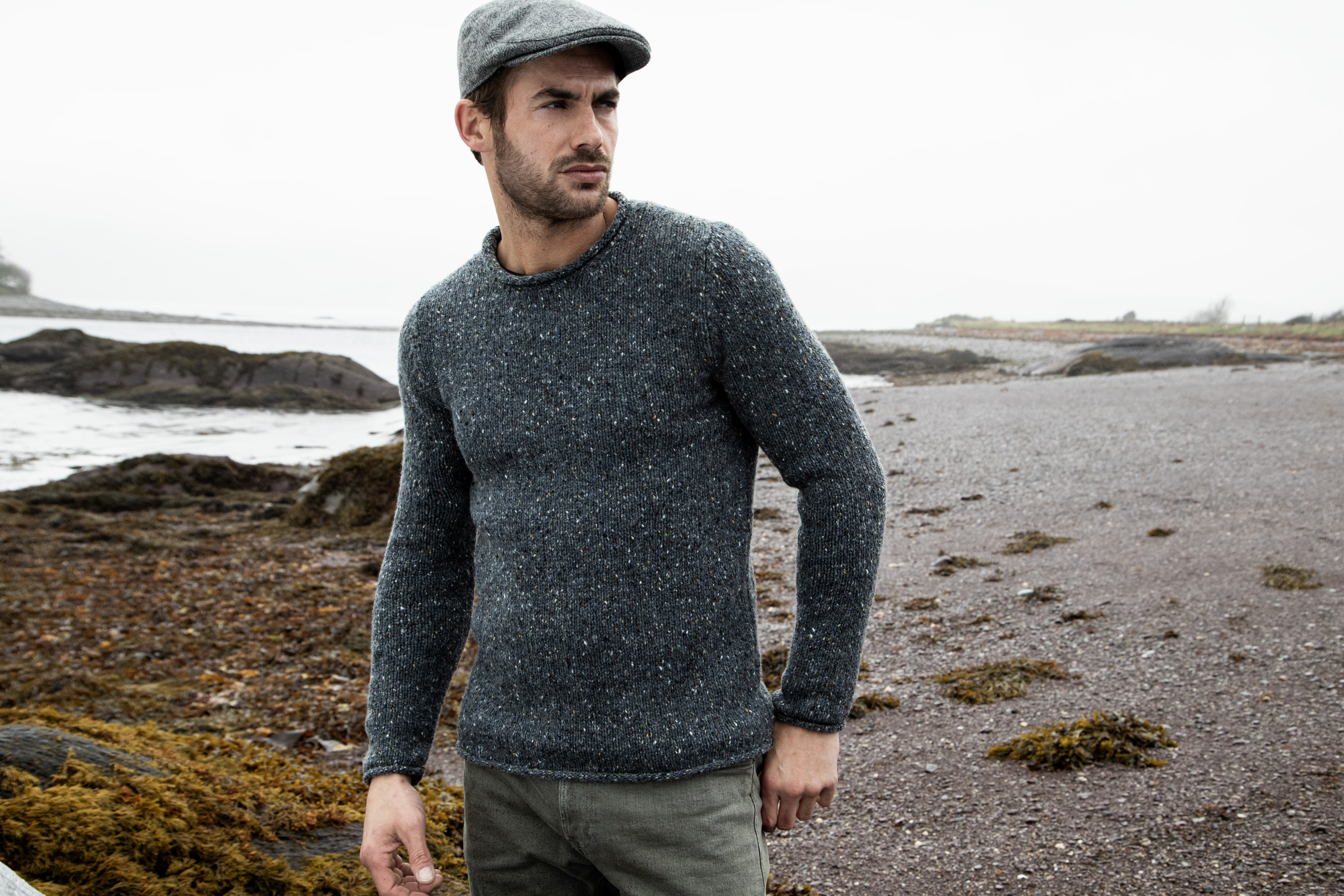 FI600M Roll Neck Sweater - Steel Wool