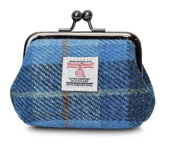 Harris Tweed portemonnee Lichtblauwe ruit