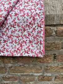 Harris Tweed Sjaal Babyroze ruit met drukke bloemetjesvoering