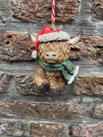 Schotse Hooglander hanger met groene sjaal