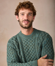 A653 Herentrui ronde hals Honeycomb Stitch Fern Marl