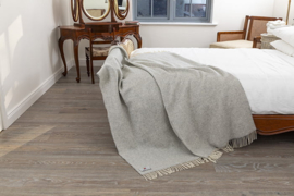 Oversized Merino/Cashmere Zilvergrijze visgraat plaid