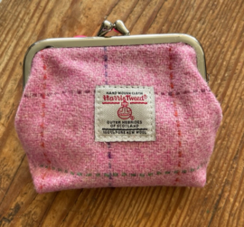 Harris Tweed portemonnee Bright Pink check