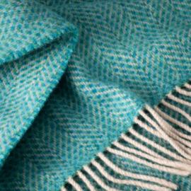 Merino/Cashmere Aqua visgraat plaid