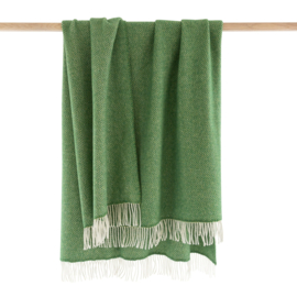 Merino/Cashmere groene visgraat plaid