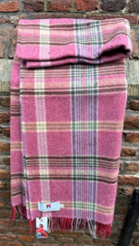Merino Lamswollen deken in Oud Roze en Lila ruit