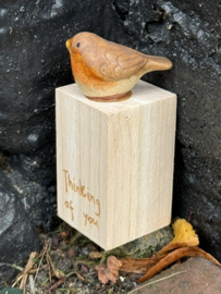 Thinking of you, Roodborstje op hout