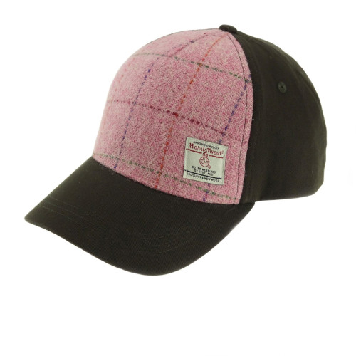 Harris Tweed Baseball cap Bright Pink check