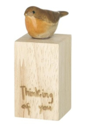 Thinking of you, Roodborstje op hout