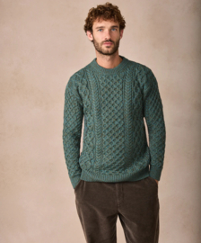 A653 Herentrui ronde hals Honeycomb Stitch Fern Marl