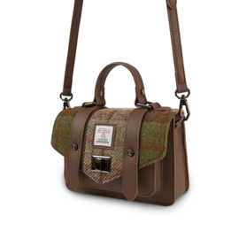Lederen Mini satchel Kastanjebruine ruit