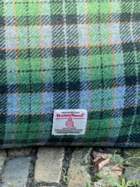 Harris Tweed Groen Lichtblauw en oranje geruit