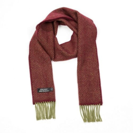 2413 John Hanly Merino/Cashmere sjaal Bordeaux/Olijfgroen